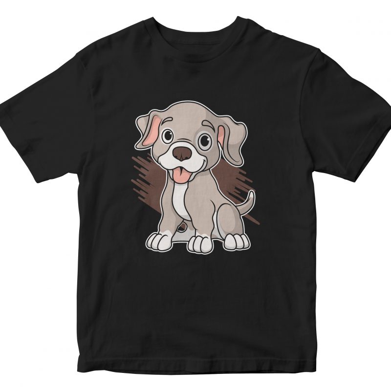 cute dog cartoon design print ready t shirt design