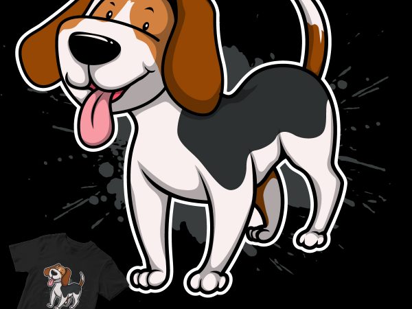 Beagle puppy dog cartoon commercial use t-shirt design