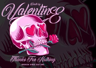 Death by Valentine PNG PSD transparant background t-shirt design for commercial use