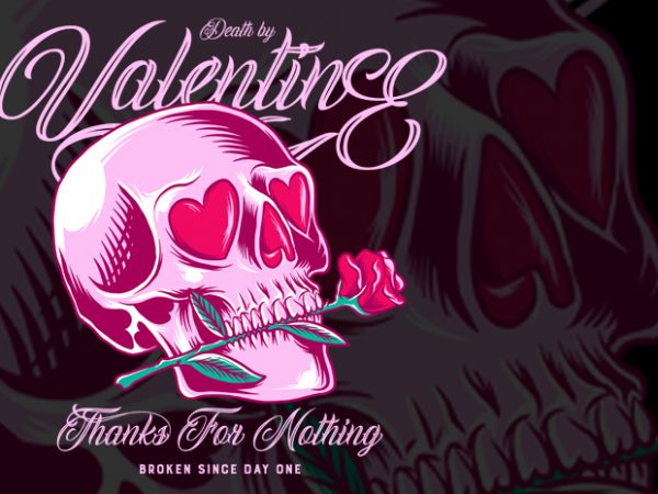 Death by valentine png psd transparant background t-shirt design for commercial use