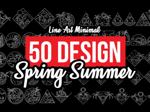 50 spring summer vector design bundles , line art, minimal ,tattoo style t shirt design for download