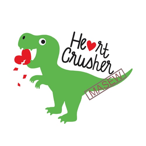 Dinosaur Love Heart SVG DXF Heart Crusher Dinosaur Funny, Baby, Kid
