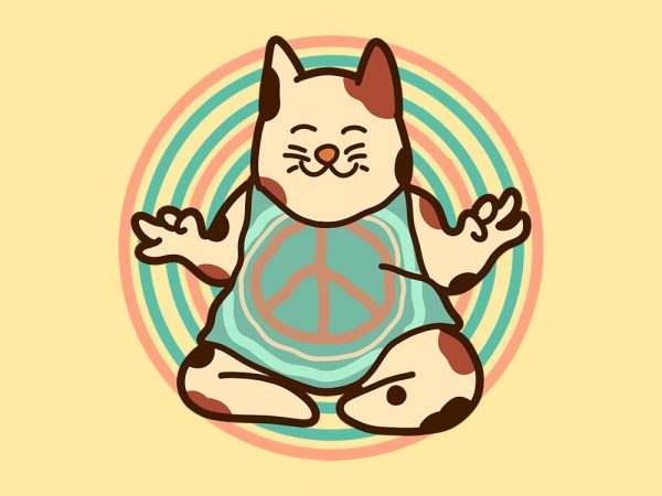 Hippie cat tshirt design