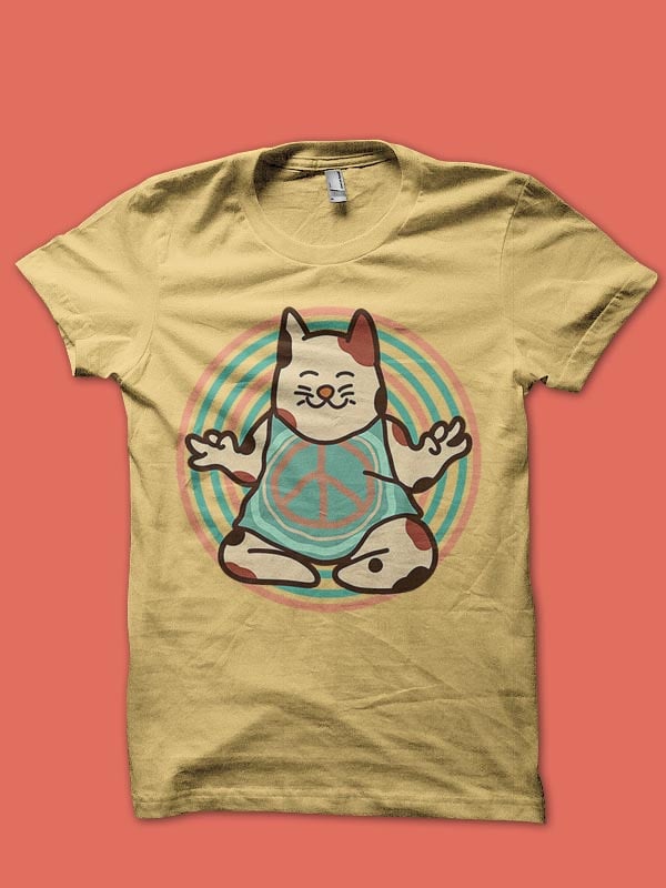 hippie cat tshirt design