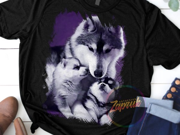 Siberian husky love family t shirt design to buy