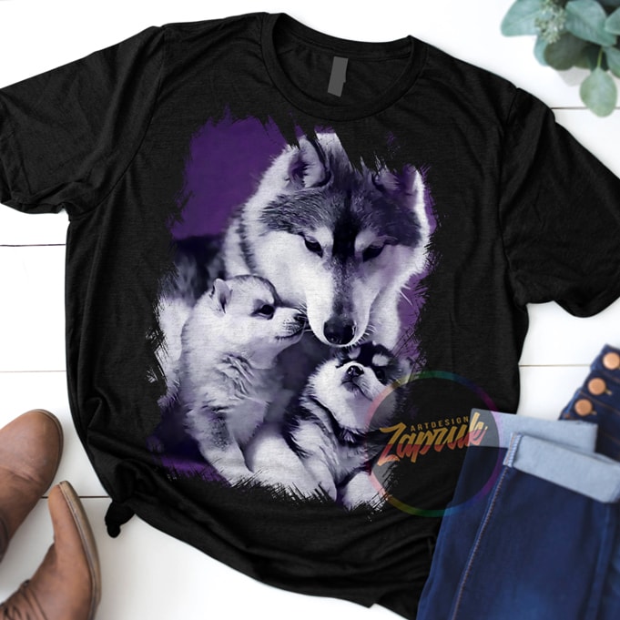 Siberian Husky love family t shirt design to buy