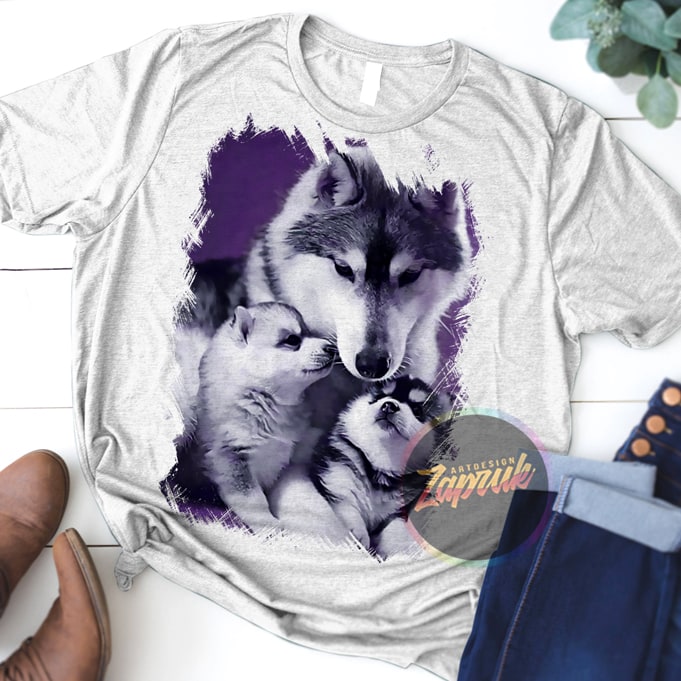 Siberian Husky love family t shirt design to buy