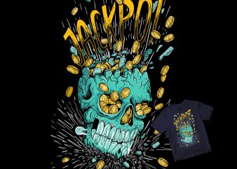 skull rich jackpot t-shirt design for sale