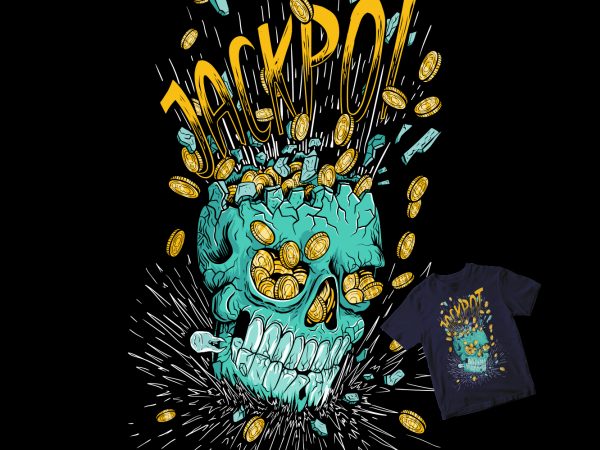 Skull rich jackpot t-shirt design for sale