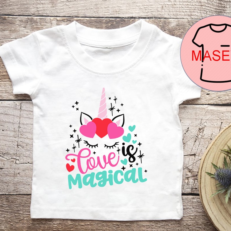 Love is Magical Svg, Unicorn Love Svg, Valentines Day Svg, Valentine Unicorn Svg, Unicorn Love Shirt EPS SVG PNG DXF digital download t shirt design