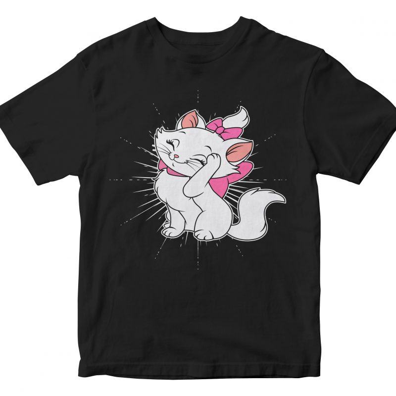 cute cat cartoon design print ready t shirt design