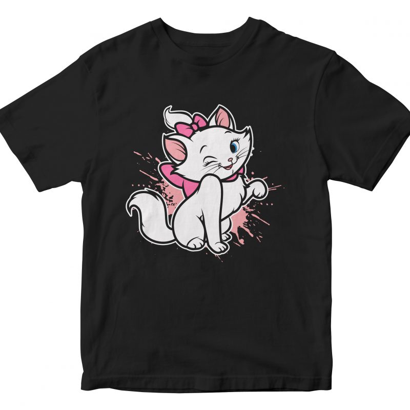 cute cat cartoon design print ready t shirt design