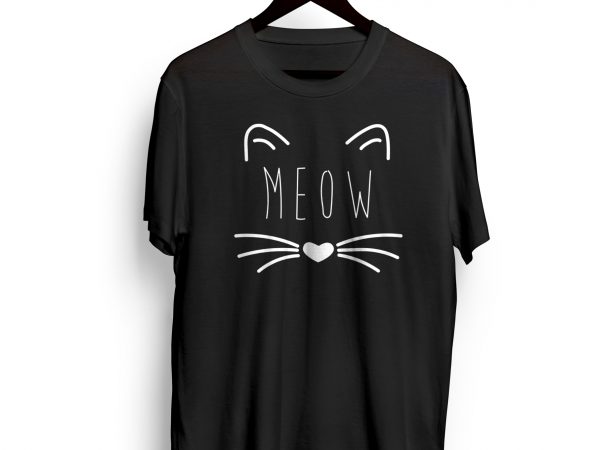 Meow cat print ready t shirt design svg, eps, ai, jpg, png