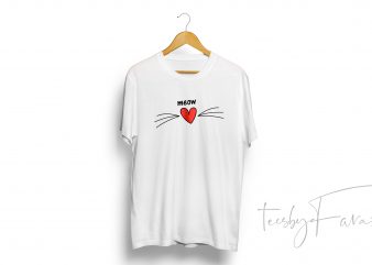 Meow Cat t shirt design for sale