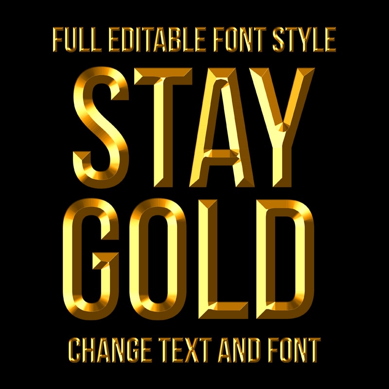 Gold Text Effect Full Editable Text, font or Logo t shirt design template