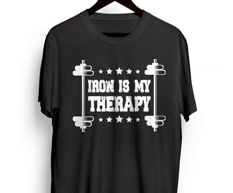 IRON IS MY THERAPY – Gym – Crossfit – Sports buy t shirt design artwork