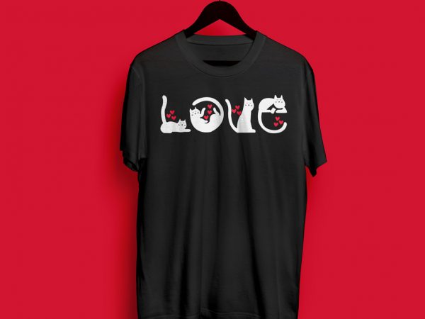 Cat love – valentine – print buy t shirt design artwork