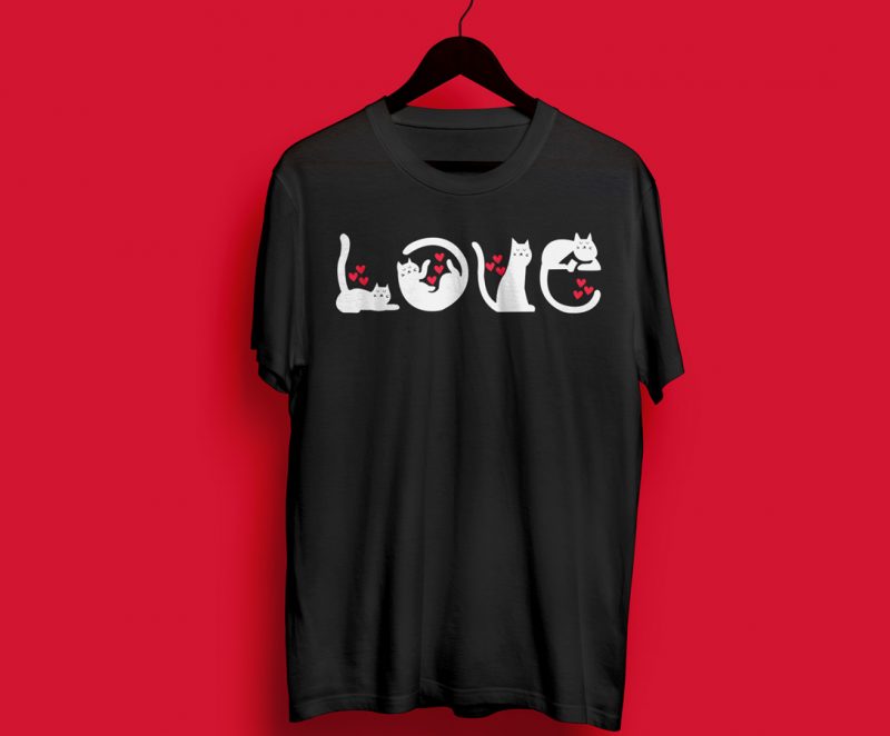 CAT LOVE – valentine – PRINT buy t shirt design artwork