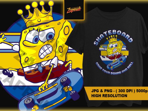 Cartoon spongebob skateboard png – ready made tshirt design