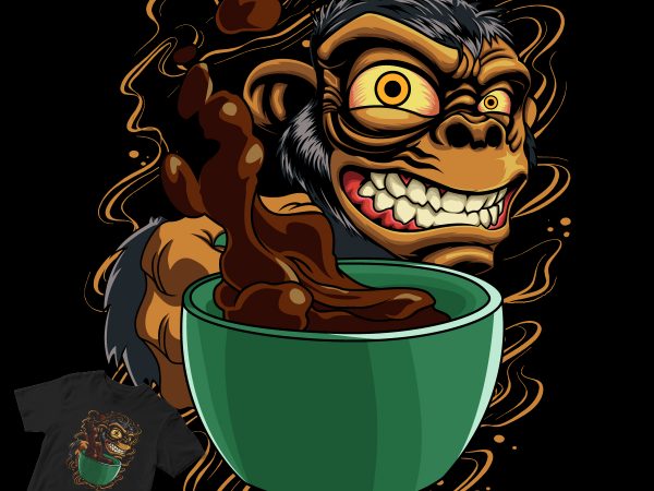 Monkey cofee’s buy t shirt design for commercial use