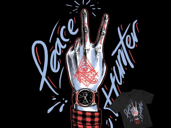 Peace hunter t shirt design for purchase