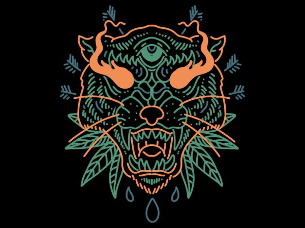 Possessed tiger tshirt design