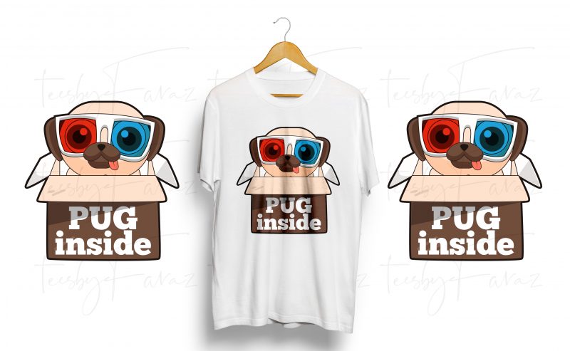 Pug Inside (Dog) t shirt design for download