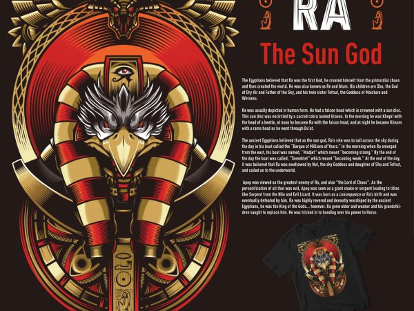 Ra the sun god egypt illustration t shirt design for download