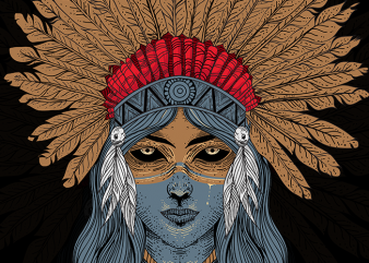 Indian Native Girl T-Shirt Design