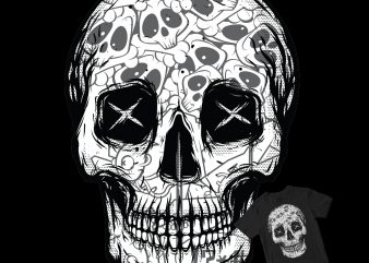 skull head pop and pattern t shirt design for download