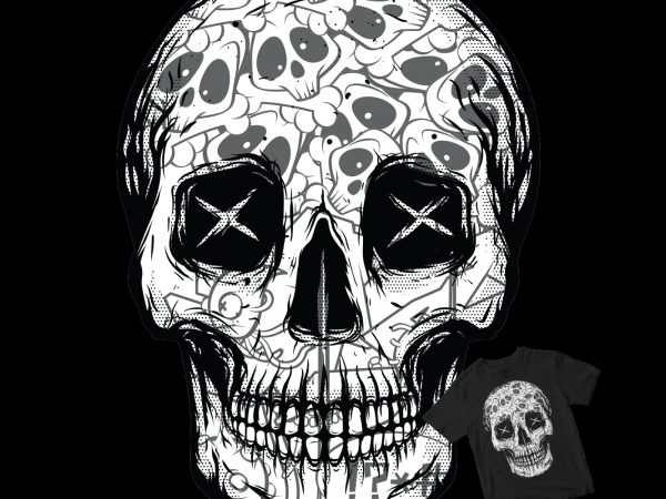 Skull head pop and pattern t shirt design for download