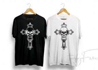 Skull and T cross T Shirt Design