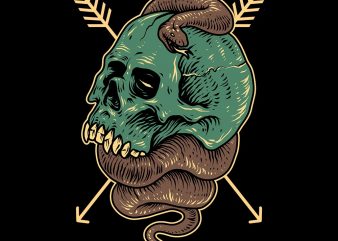 snake and skull tshirt design