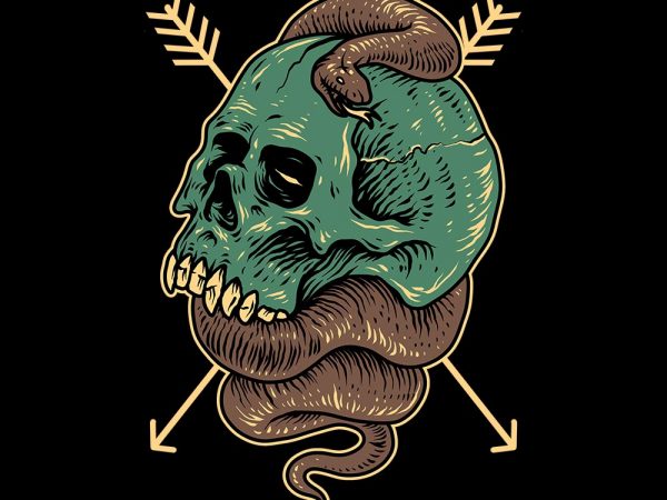 Snake and skull tshirt design