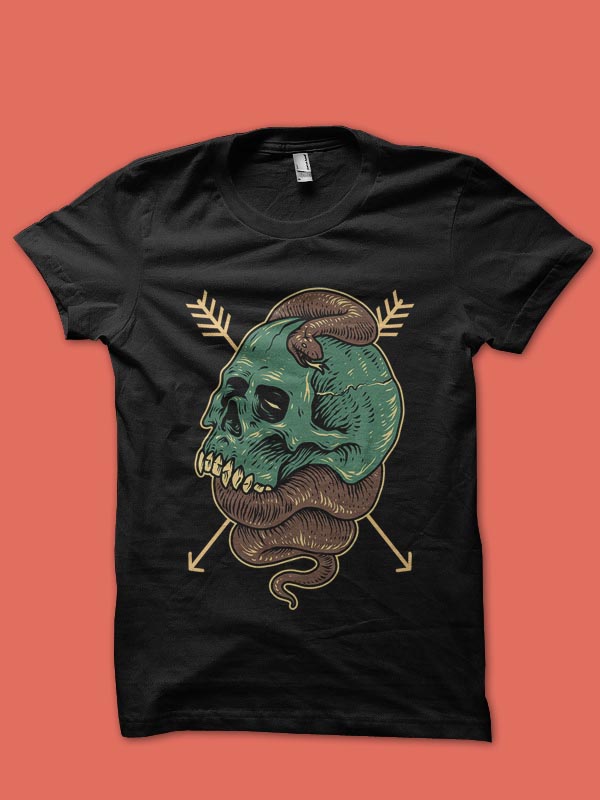 snake and skull tshirt design