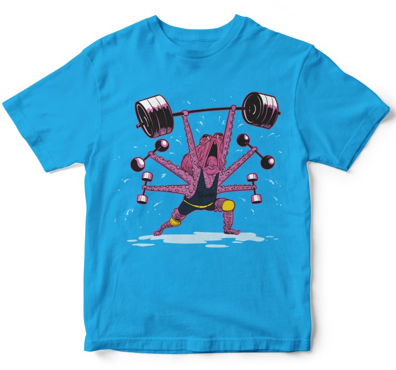 tentacle gym strong octopus t shirt design for sale