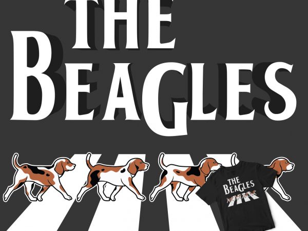 The beagles dog cartoon t shirt design template