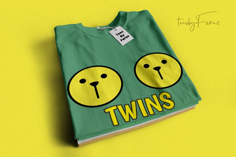 Twins Cats Faces T Shirt Design to buy