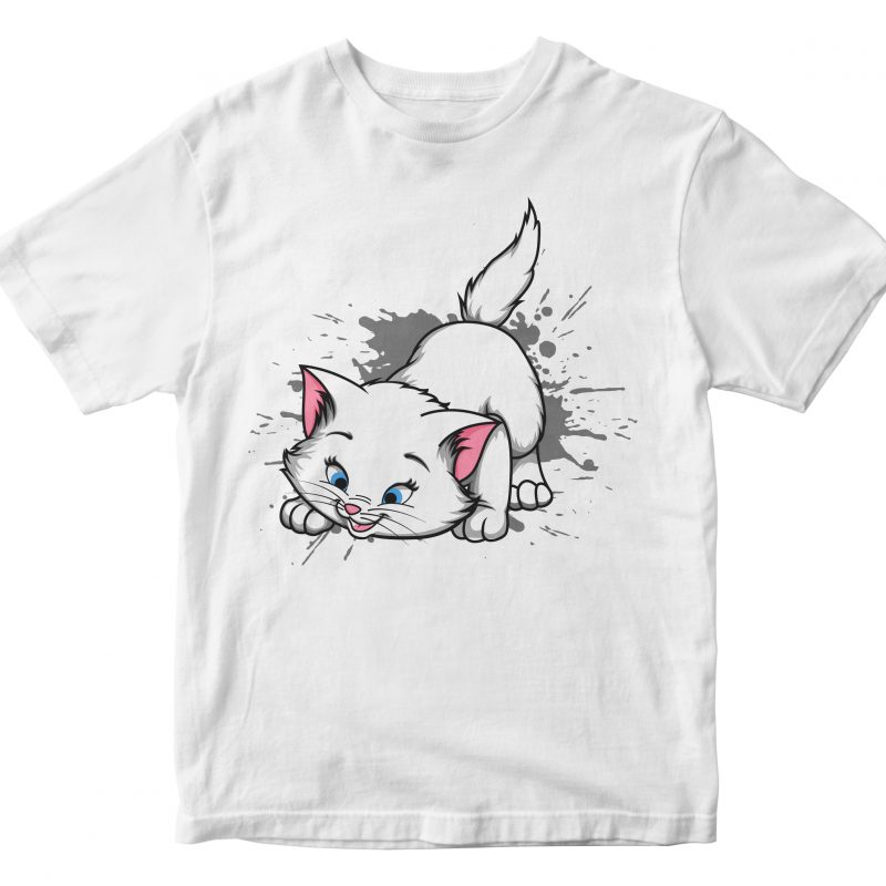 cute cat cartoon design print ready t shirt design