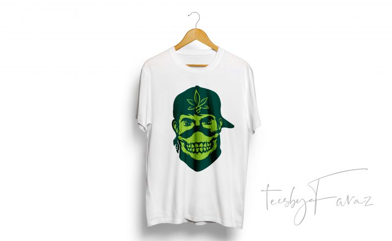 Gangster with weed cap commercial use t-shirt design