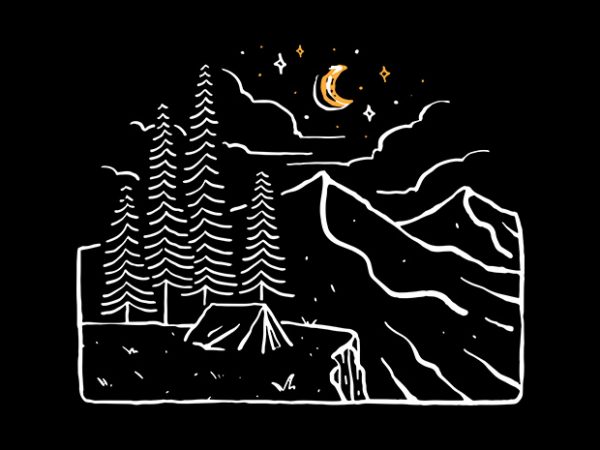 Night cliffs t shirt design for purchase