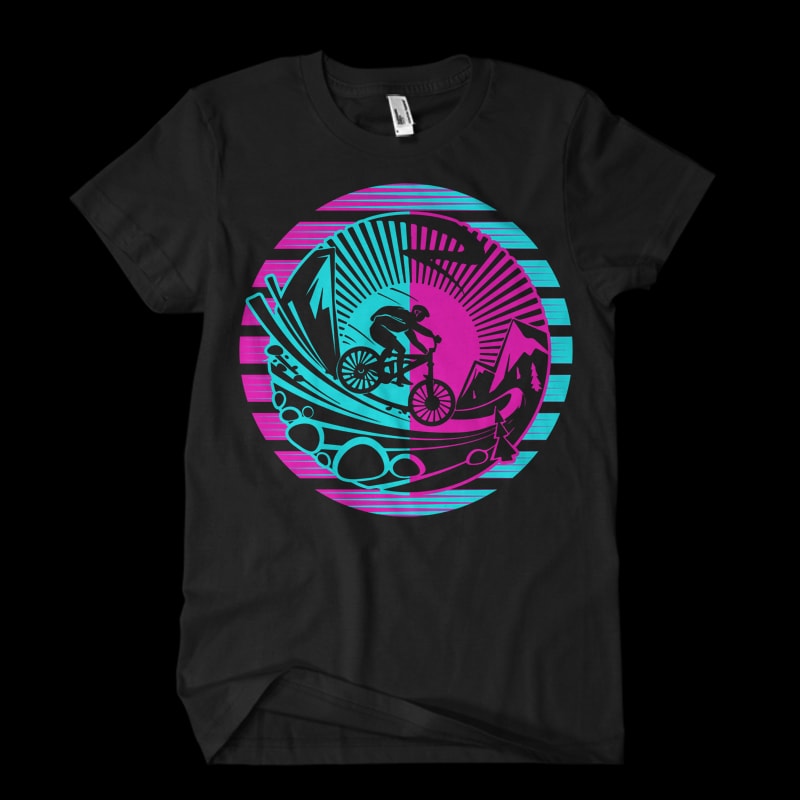 retro bike jump t-shirt design for sale