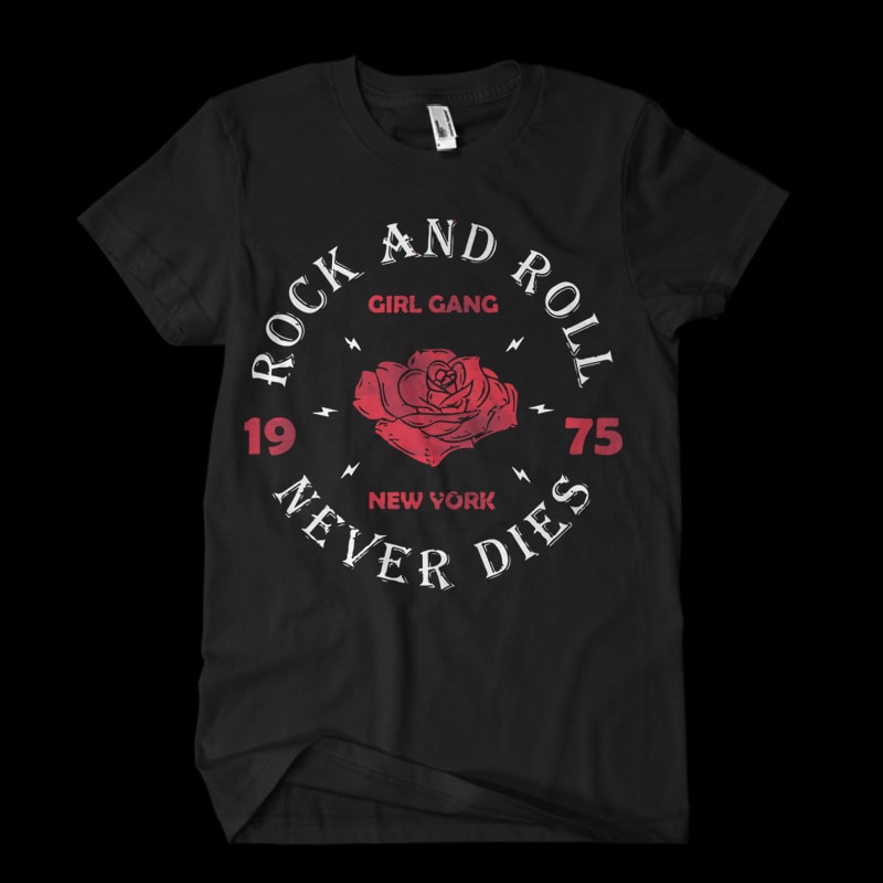 rock roll girl t shirt design for download