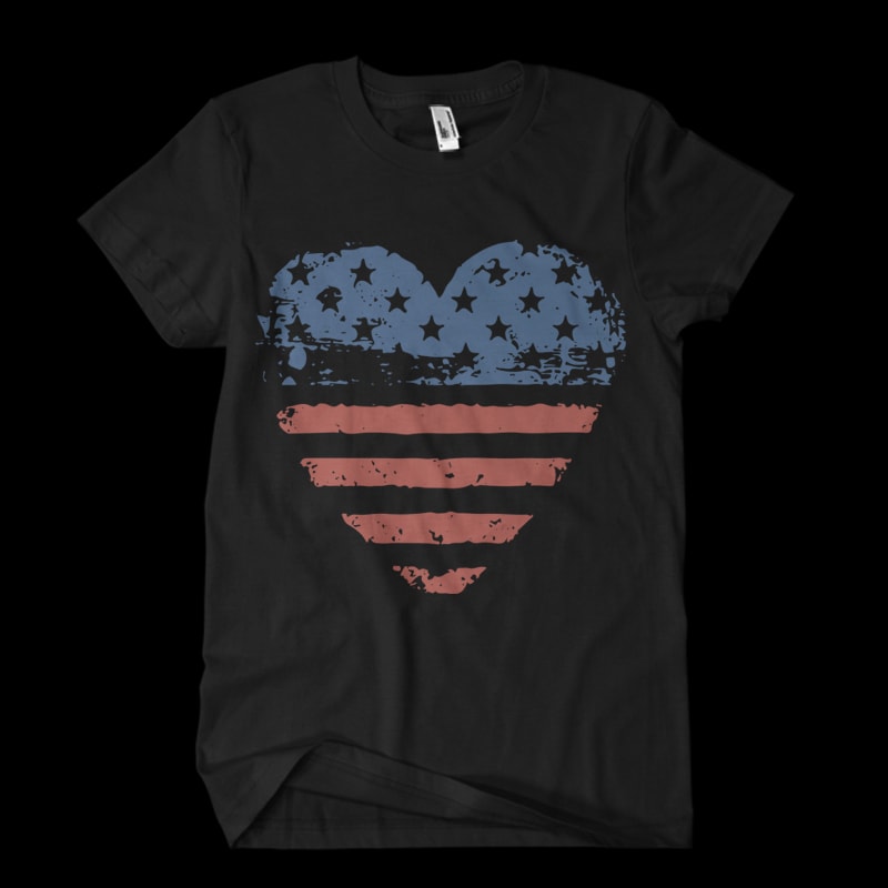 heart american flag buy t shirt design