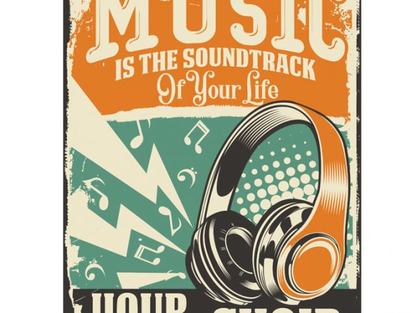 Music is soundtrack of your life t-shirt design for commercial use