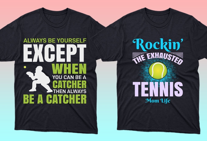 50 ediatble Tennis sport tshirt designs bundle commercial use