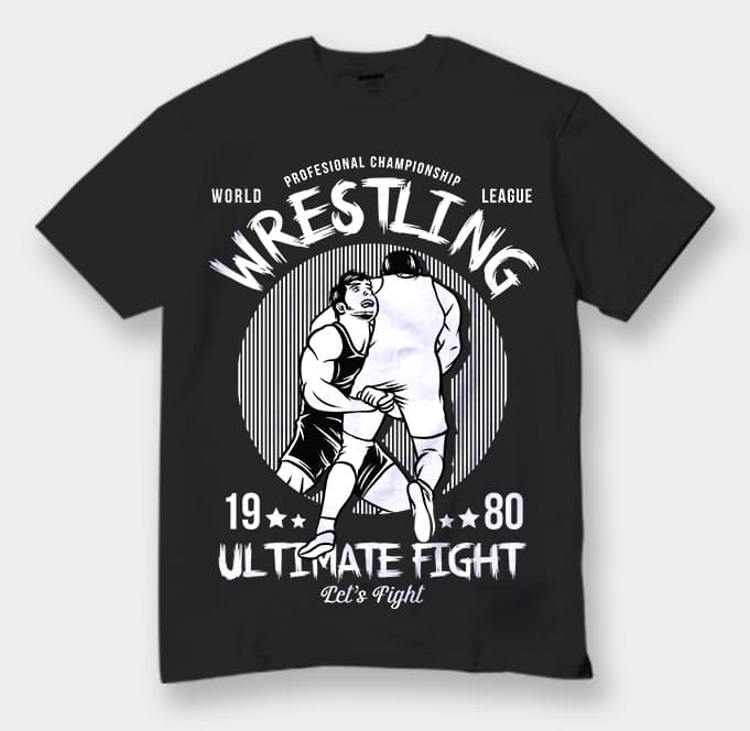 Wrestling vector tshirt design for sale