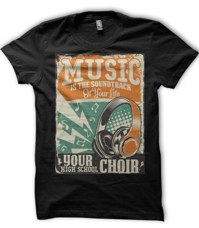 Music is Soundtrack Of Your Life t-shirt design for commercial use
