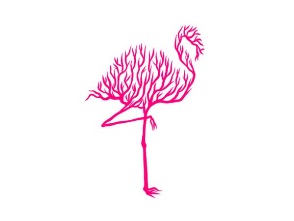 Flamingo animal silhouette from tree vector t shirt design for sale