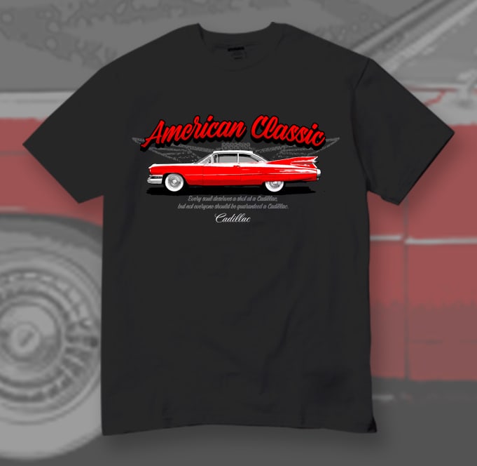 American Classic Cadillac Car Vintage PNG Transparent Background buy t shirt design